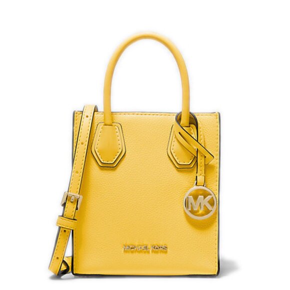 Michael Kors Mercer Extra-Small Pebbled Leather Crossbody Bag Daisy Yellow NWT - Picture 1 of 7